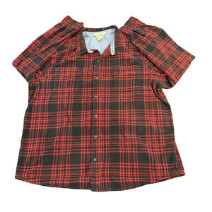 LL Bean Flannel Shirt Mens Sz XL Sherpa Lined Red Plaid Shacket Slightly Fitted